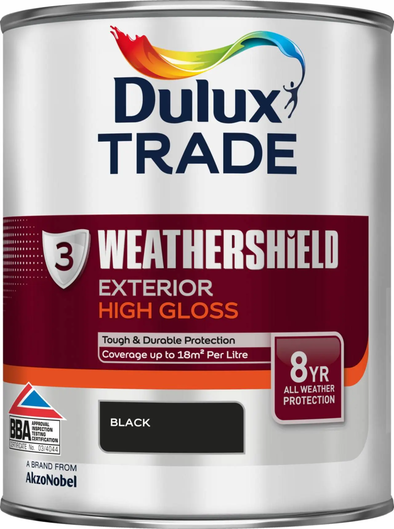 Image of Dulux Trade Weathershield Exterior Gloss Paint 1L Black