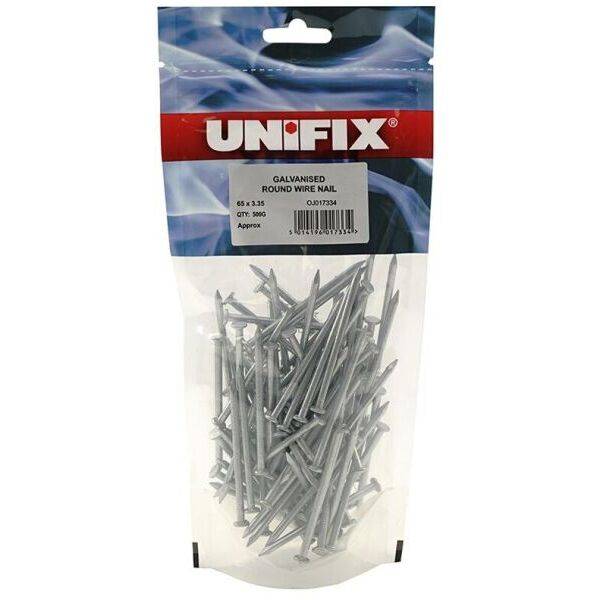 Product image for OJ  500G Galv Rnd Wire Nail Pouch 75x3.75mm