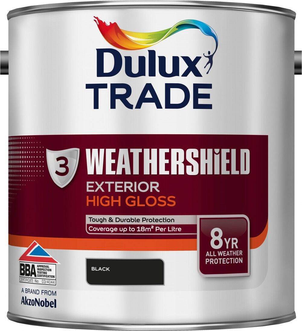 Image of Dulux Trade Weathershield Exterior Gloss Paint 2.5L Black