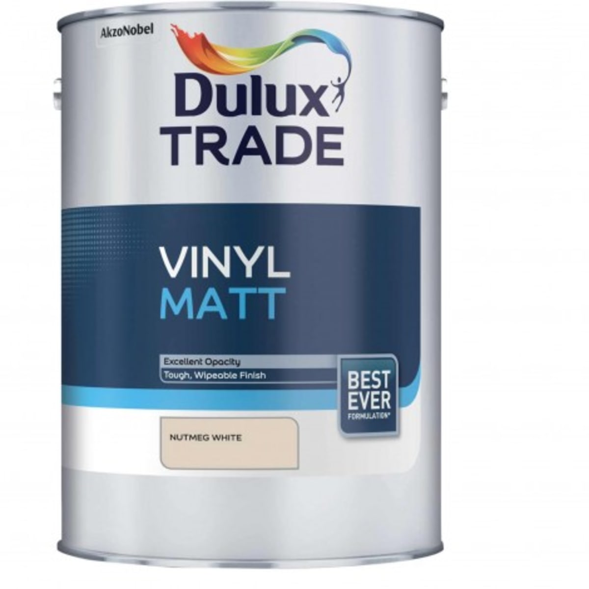 Product image for Dulux Trade Vinyl Matt Paint Nutmeg White 5l