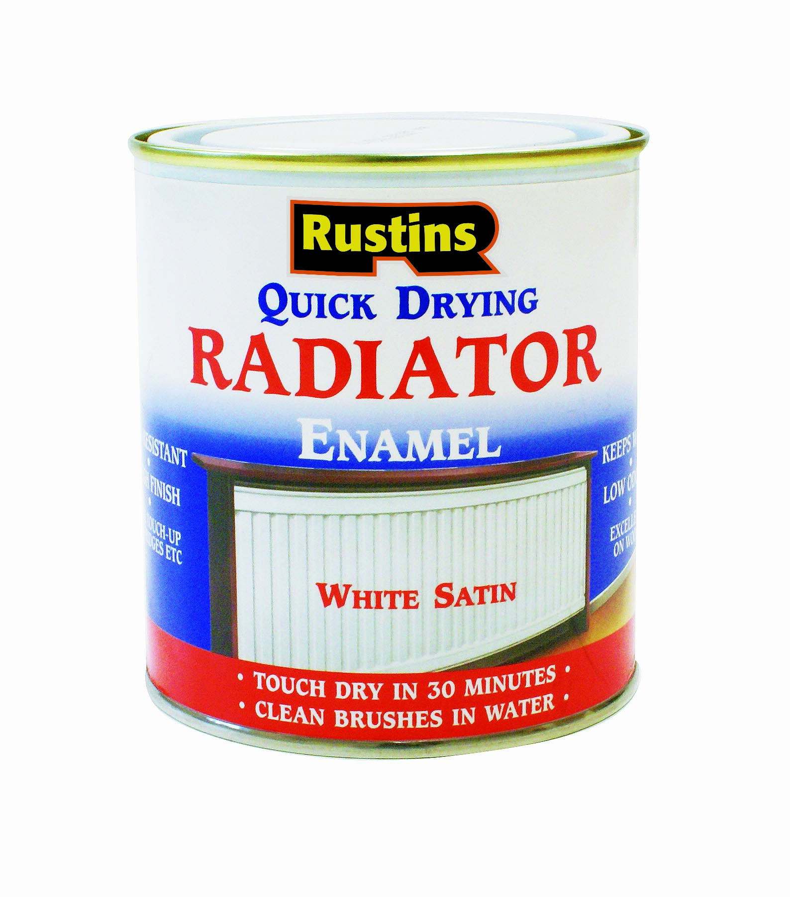 Product image for Rustins Quick Drying Radiator Enamel Satin White 500ml