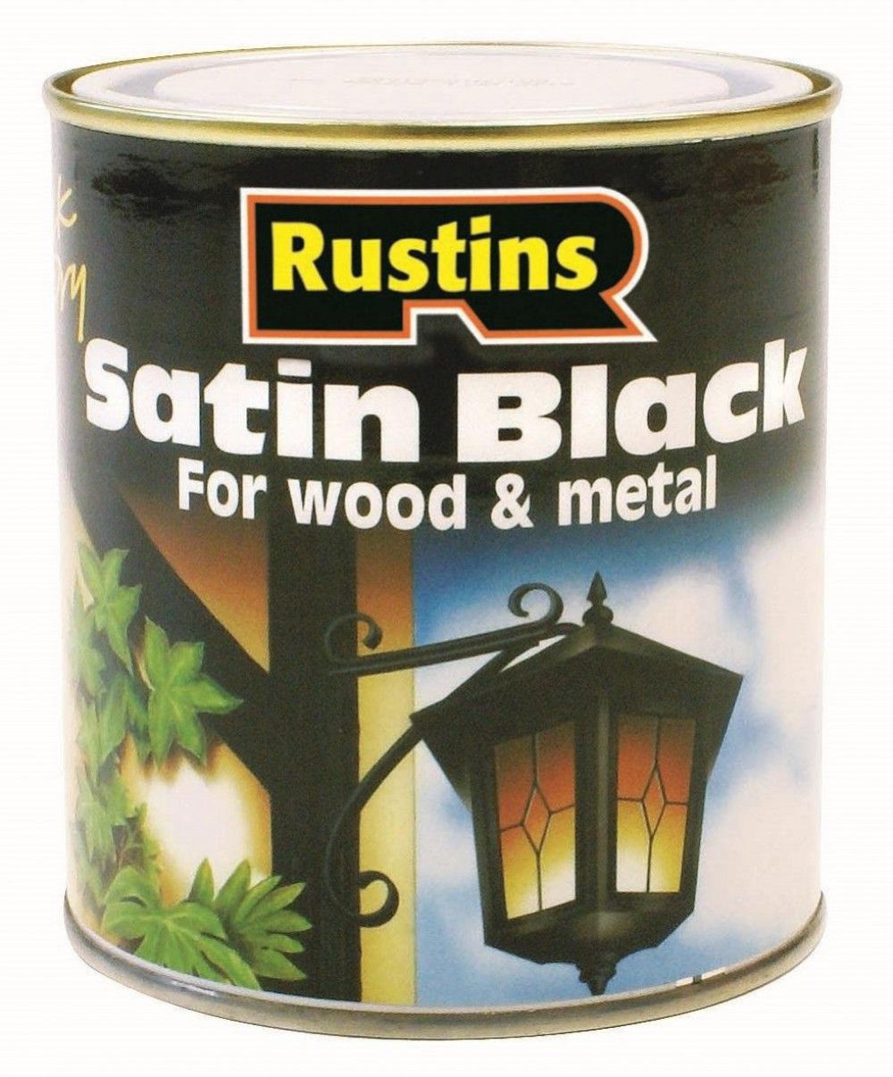 Product image for Rustins Quick Dry Satin Black Paint 1ltr