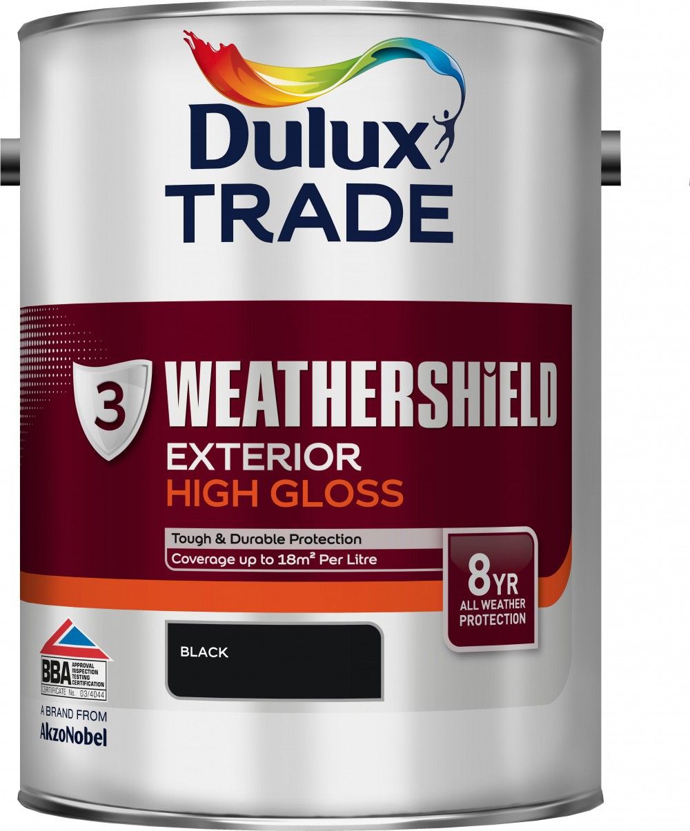 Image of Dulux Trade Weathershield Exterior High Gloss Black 5ltr