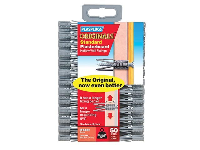 Image of Plasplug Original Plasterboard Fixing Plugs Grey 50pk