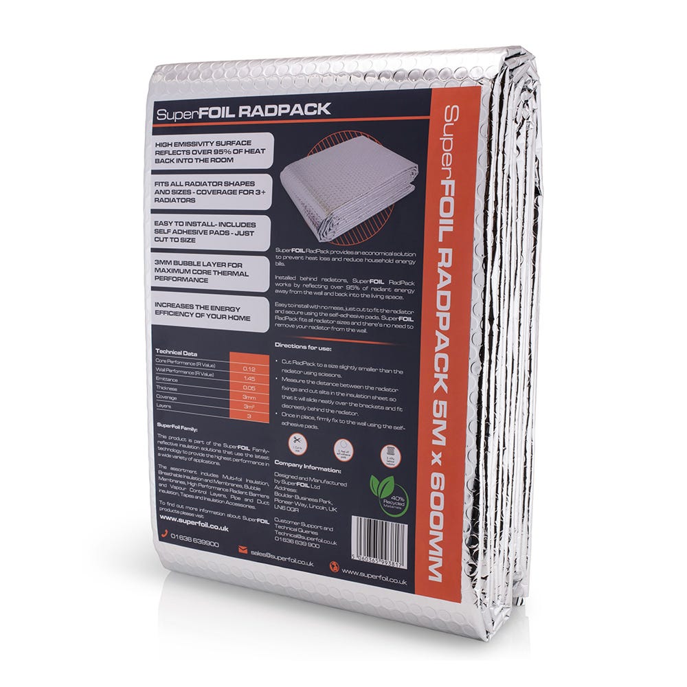 Product image for 600mm x 5m x 3mm SuperFoil RadPack Radiator Foil Insulation