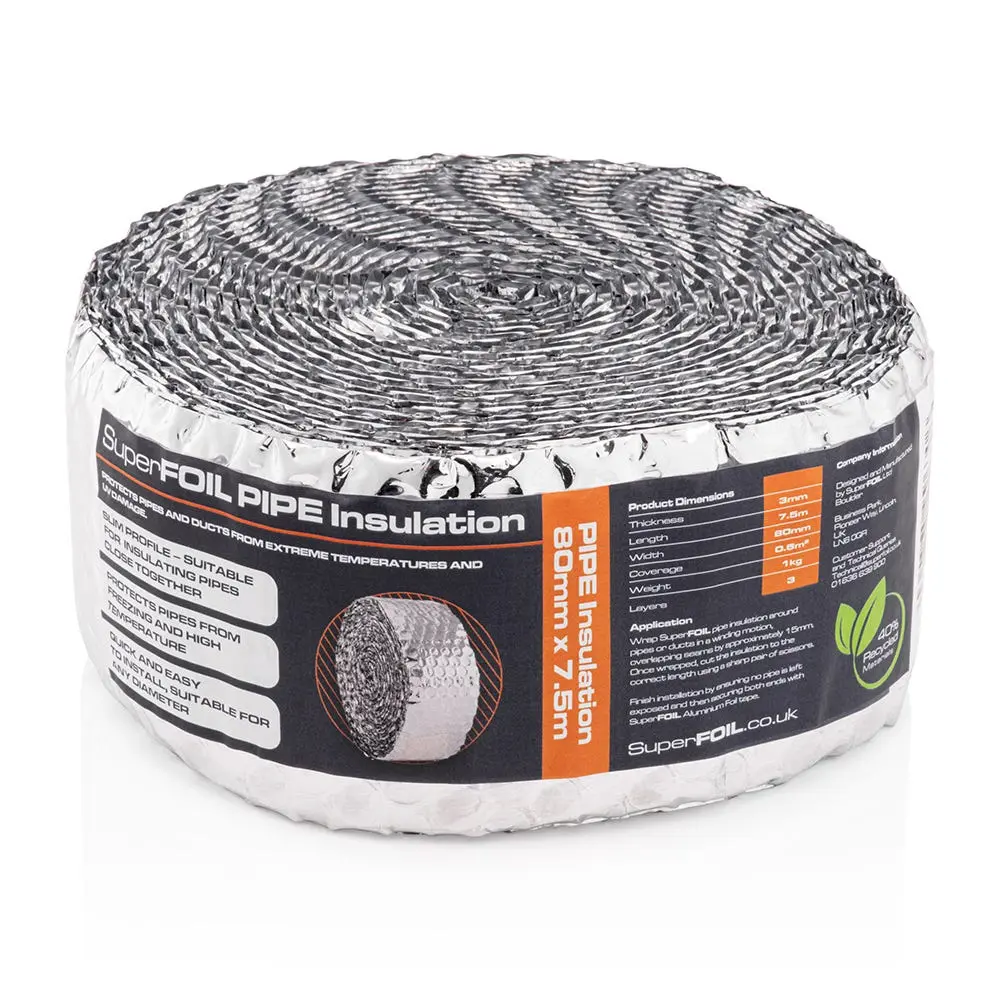 Product image for 80mm x 7.5m SuperFoil SFBA Pipe Wrap Foil Insulation