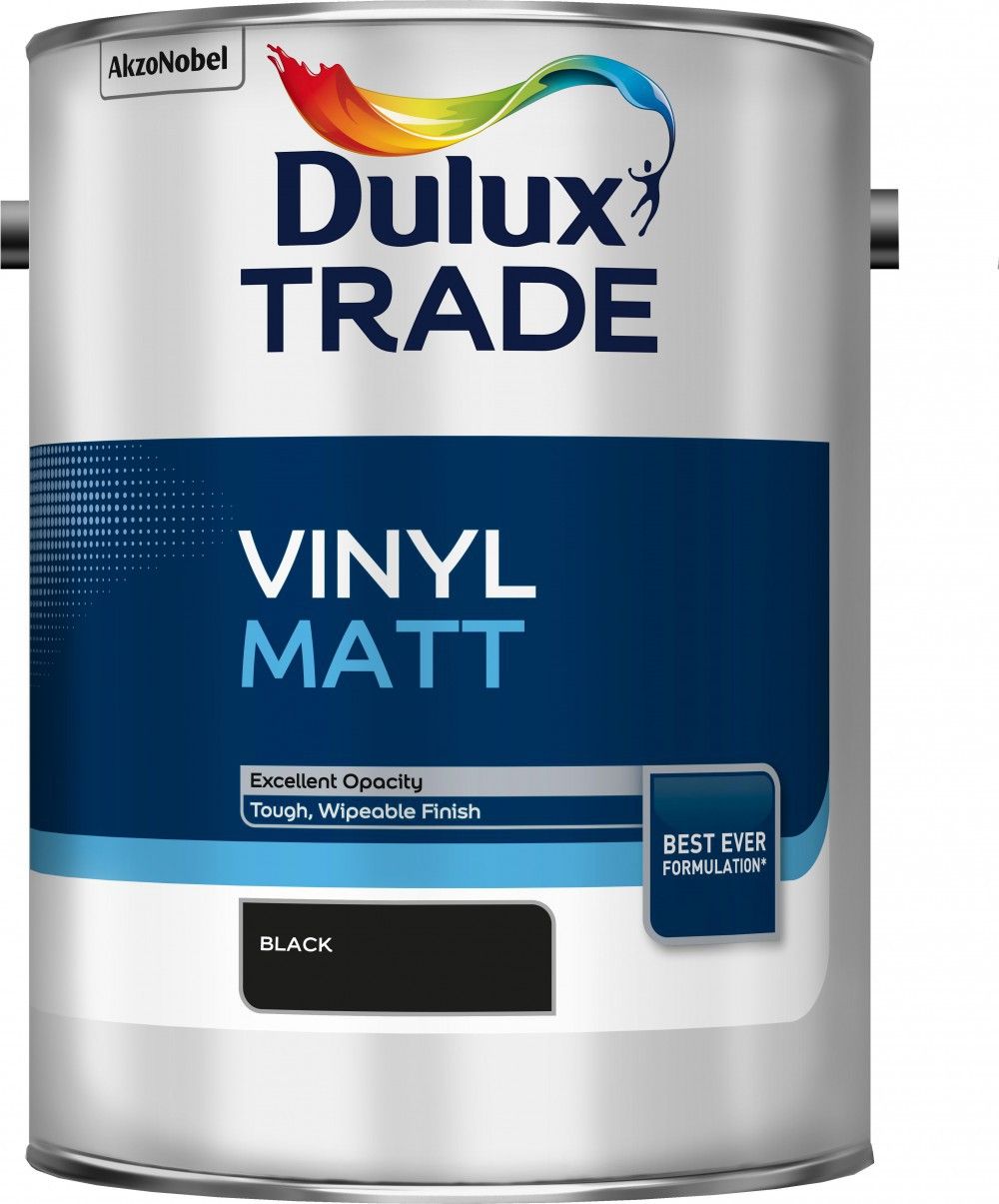Product image for Dulux Trade Vinyl Matt Paint Black 5ltr