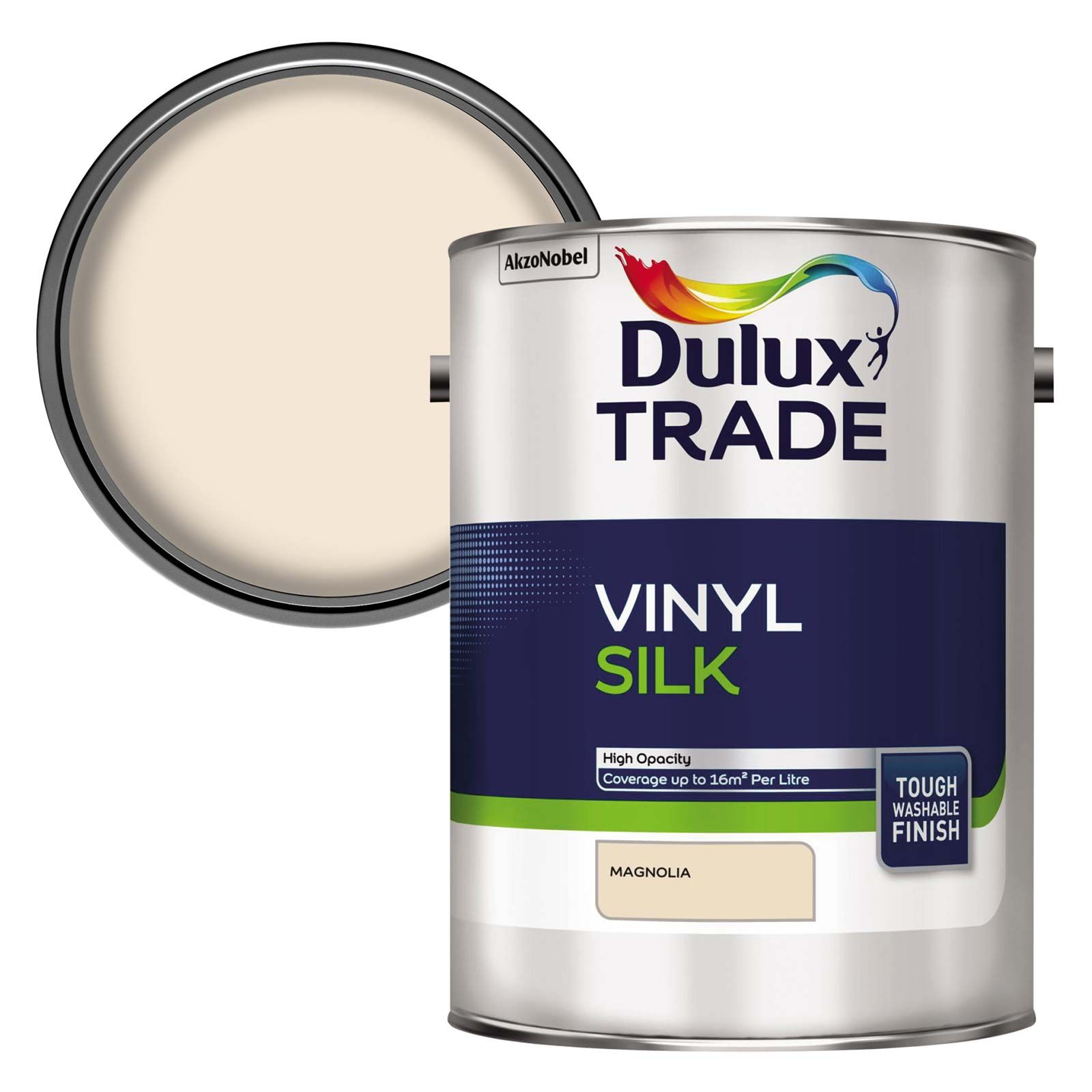 Product image for Dulux Trade Vinyl Silk Emulsion Magnolia 5ltr