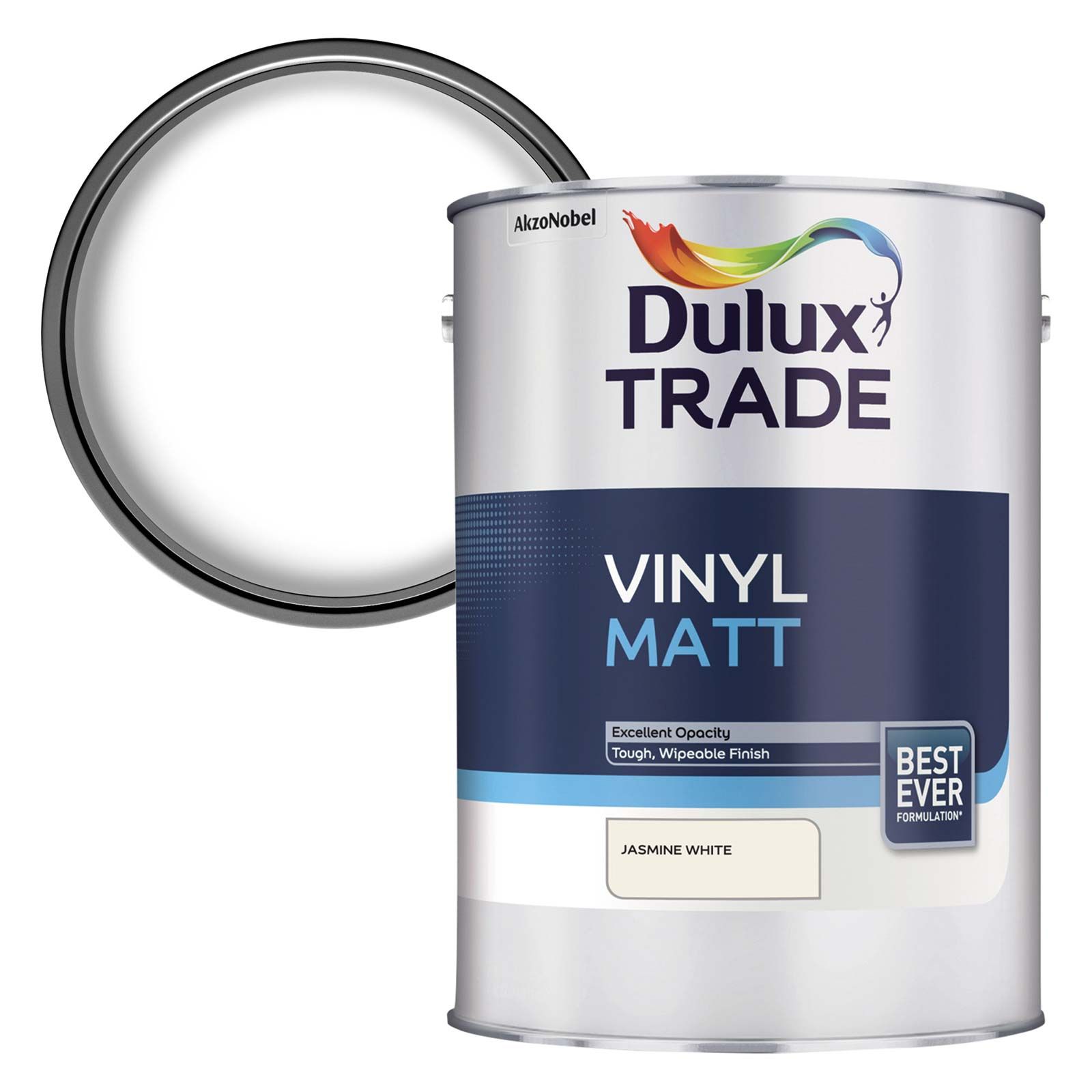 Product image for Dulux Trade Vinyl Matt Emulsion Jasmine White 5ltr
