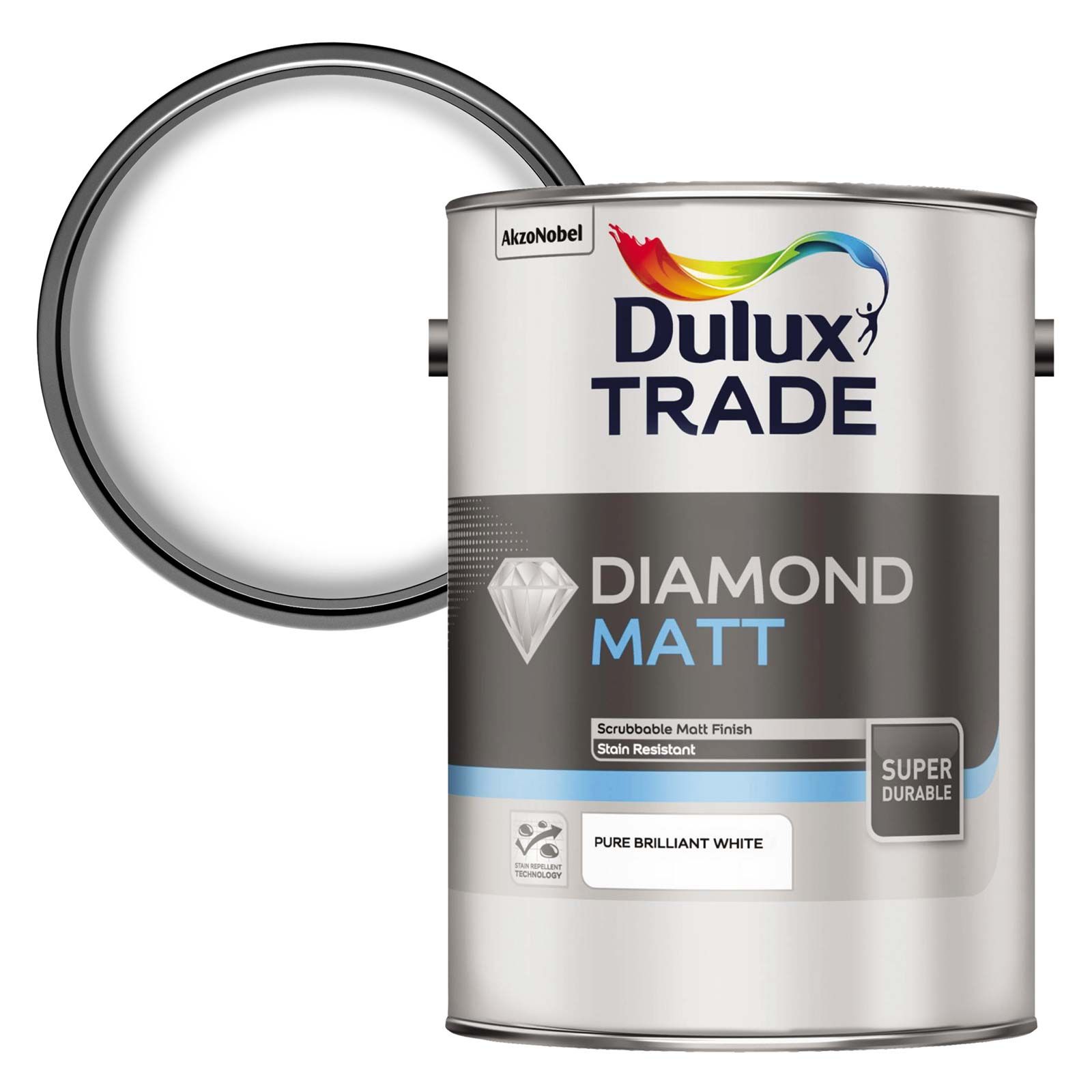 Product image for Dulux Trade Diamond Matt Emulsion Brilliant White 5ltr