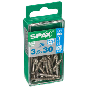 Product image for Spax Countersunk Stainless Steel Screws T-Star 3.5 x 30mm (Pack of 25)