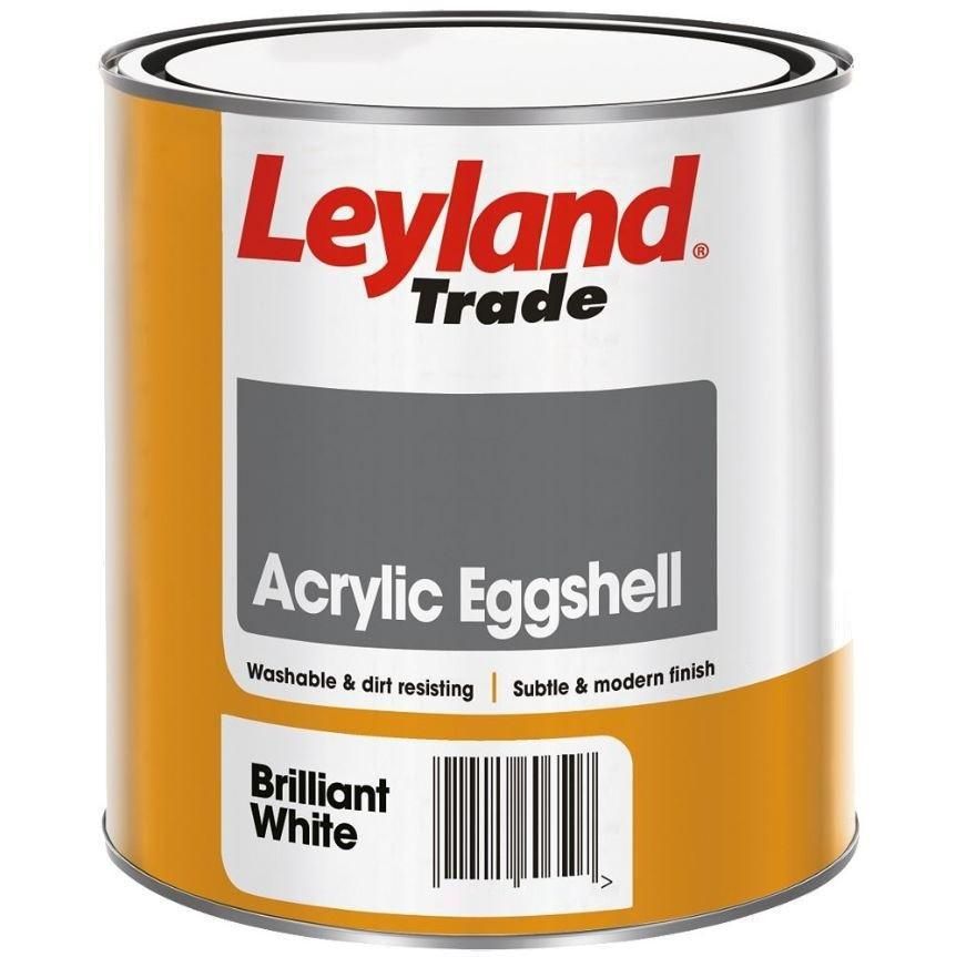 Image of Leyland Trade Acrylic Eggshell Paint Brilliant White 750ml