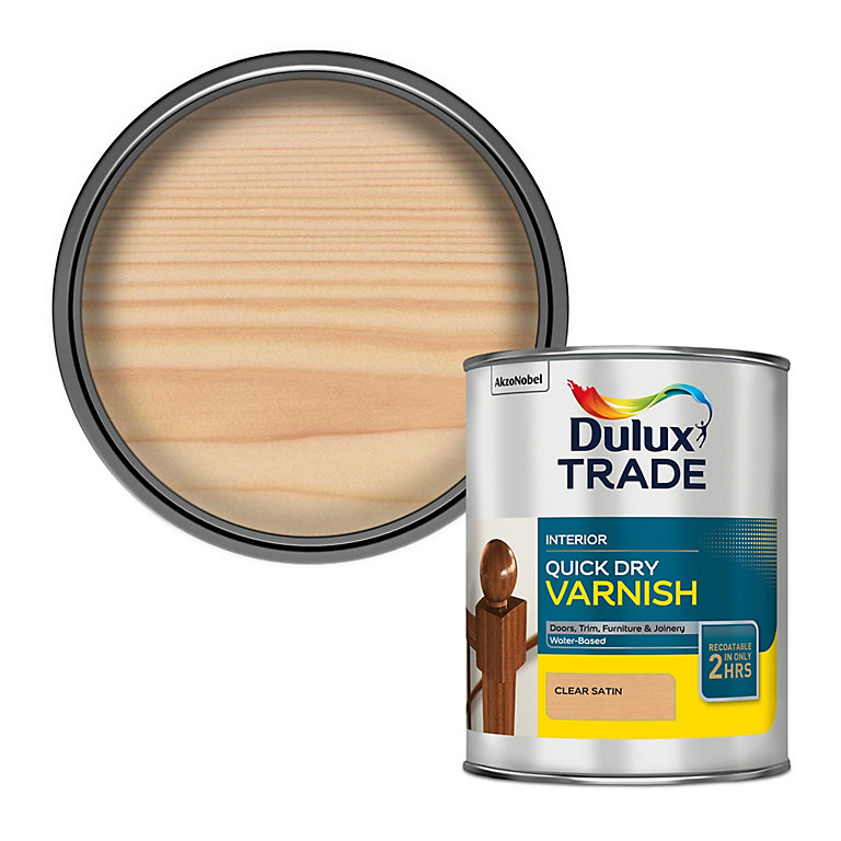 Product image for Dulux Trade Quick Dry Varnish Clear Satin 1ltr