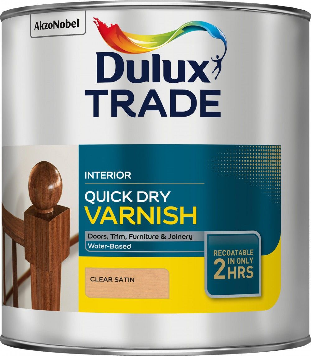 Product image for Dulux Trade Quick Dry Varnish Clear Satin 2.5ltr