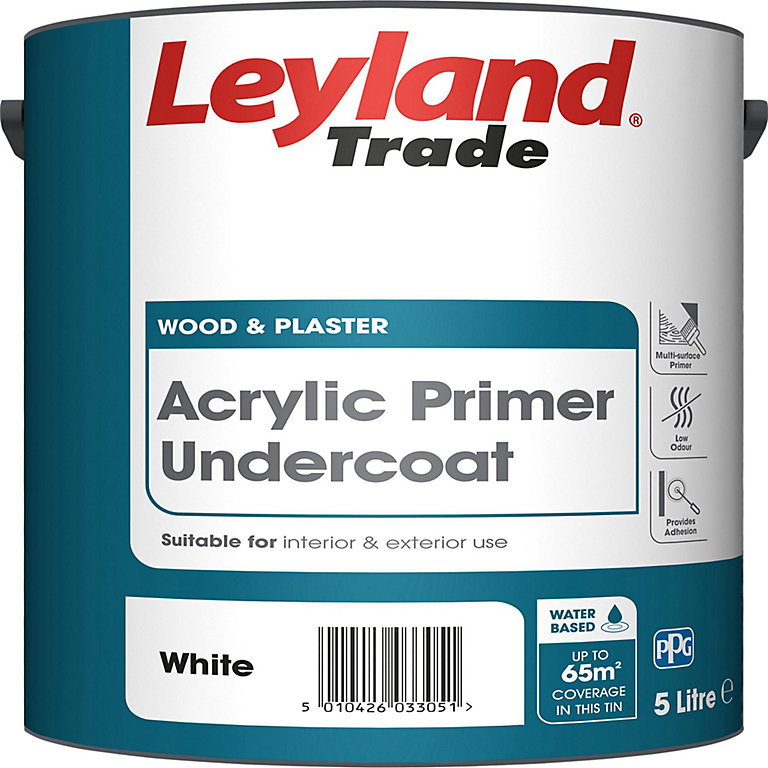 Product image for Leyland Trade Acrylic Primer Undercoat White 5ltr