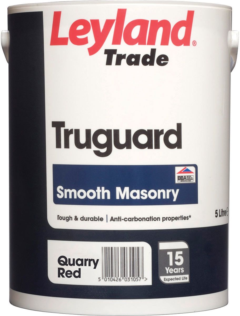 Product image for Leyland Trade Truguard Smooth Masonry Paint Quarry Red 5ltr