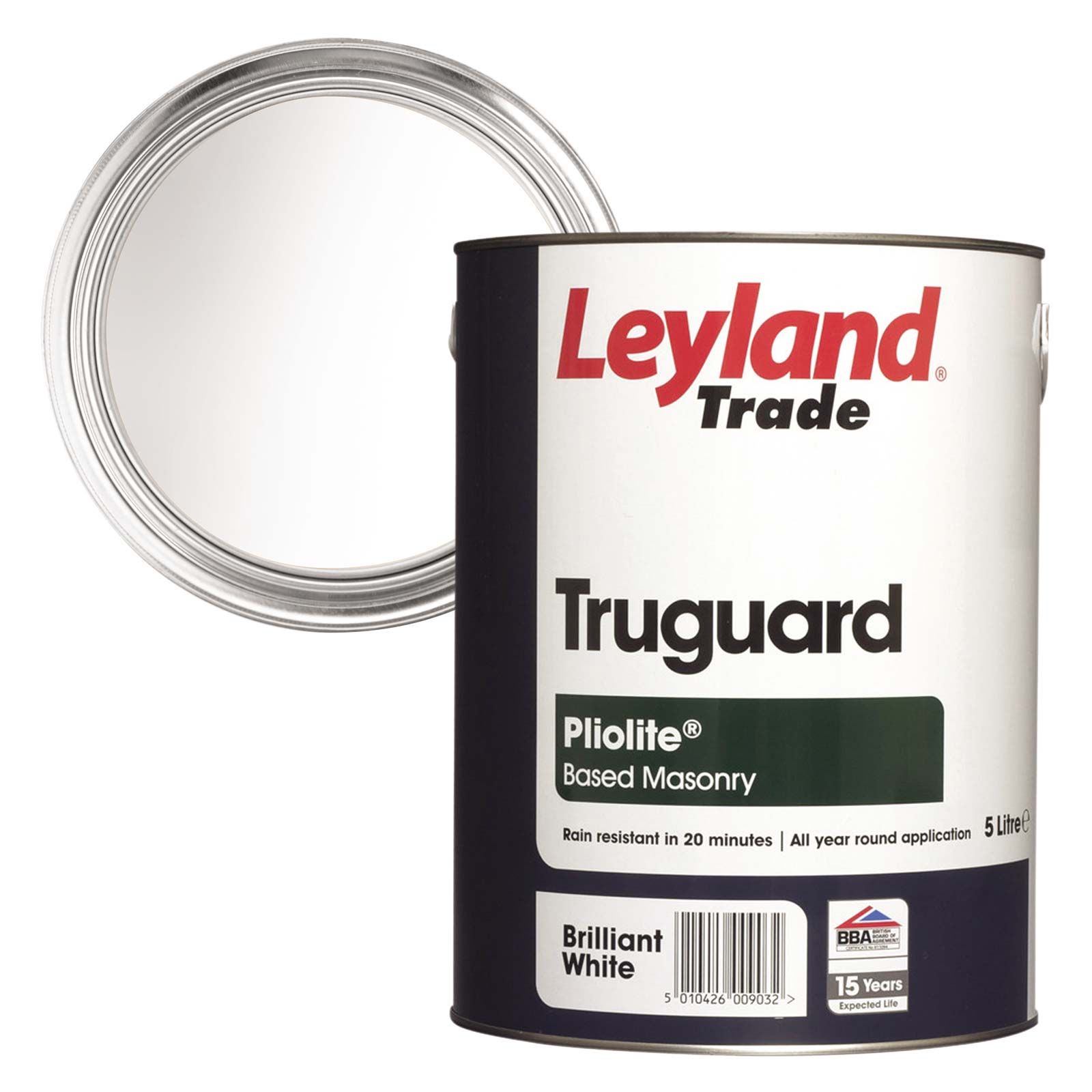 Image of Leyland Trade Truguard Pliolite® Smooth Masonry Paint Brilliant White 5ltr