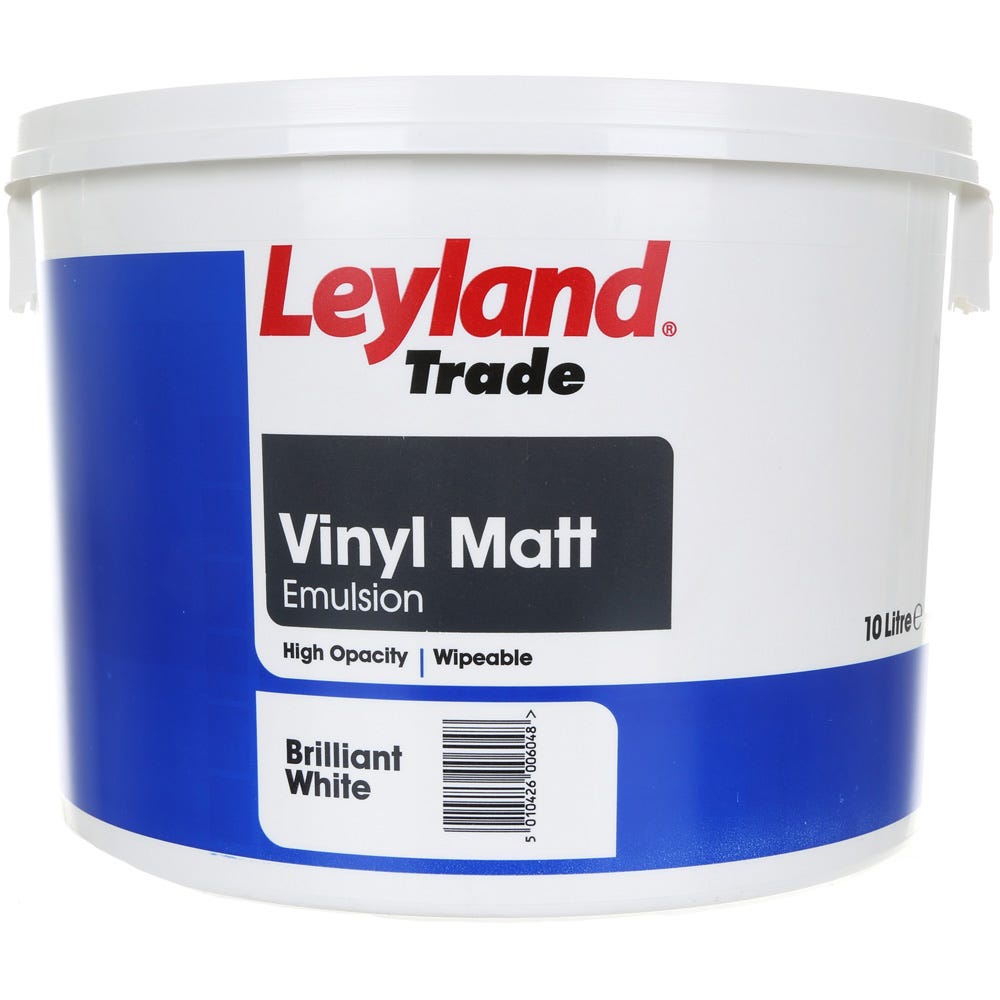 Image of Leyland Trade Vinyl Matt Paint Brilliant White 10ltr
