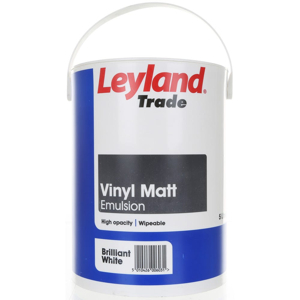 Image of Leyland Trade Vinyl Matt Paint Brilliant White 5ltr