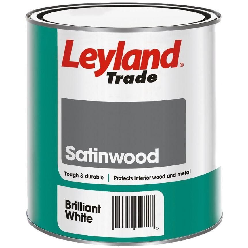 Product image for Leyland Trade Satinwood Paint Brilliant White 750ml