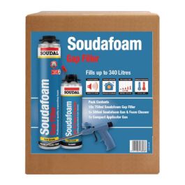 Image of Soudal Combibox Soudafoam Gap Filler, Applicator Gun & Cleaner 12pce Set