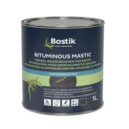 Product image for Bostik Bituminous Mastic All Weather Trowel Grade For Roofs Black 1ltr