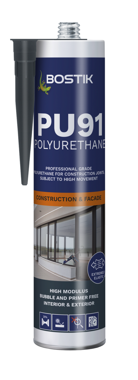 Product image for Bostik PU91 Construction Polyurethane Sealant Black 300ml