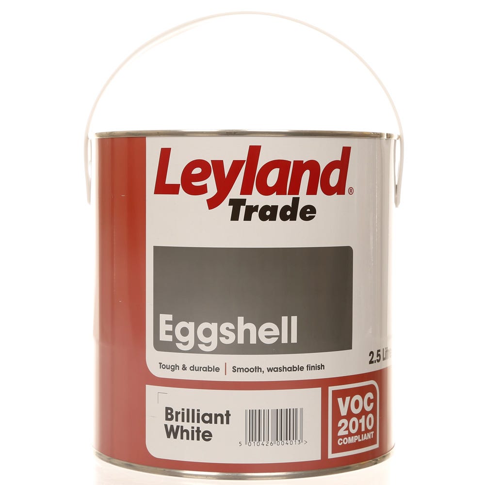 Product image for Leyland Trade Eggshell Paint Brilliant White 2.5ltr