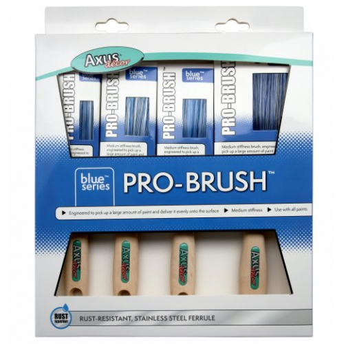 Image of Axus Blue Pro Paint Brush Set 4 Pack 4pack