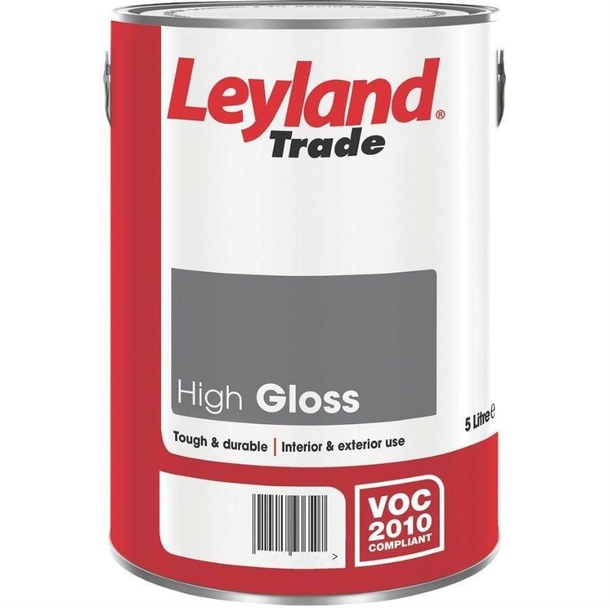 Image of Leyland Trade High Gloss Paint Black 5ltr