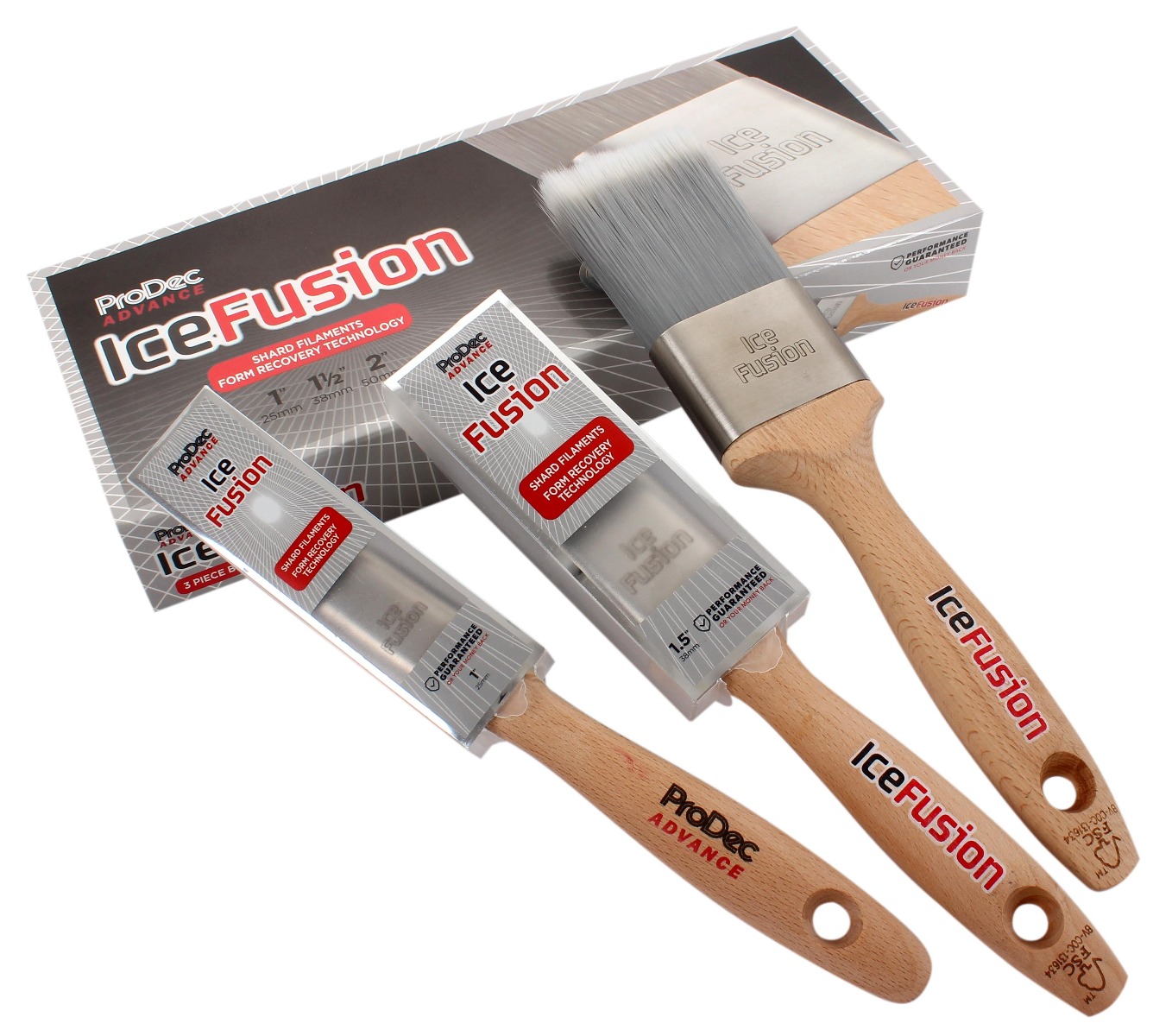 Product image for ProDec Ice Fusion Synthetic Paint Brush Set Pack of 3
