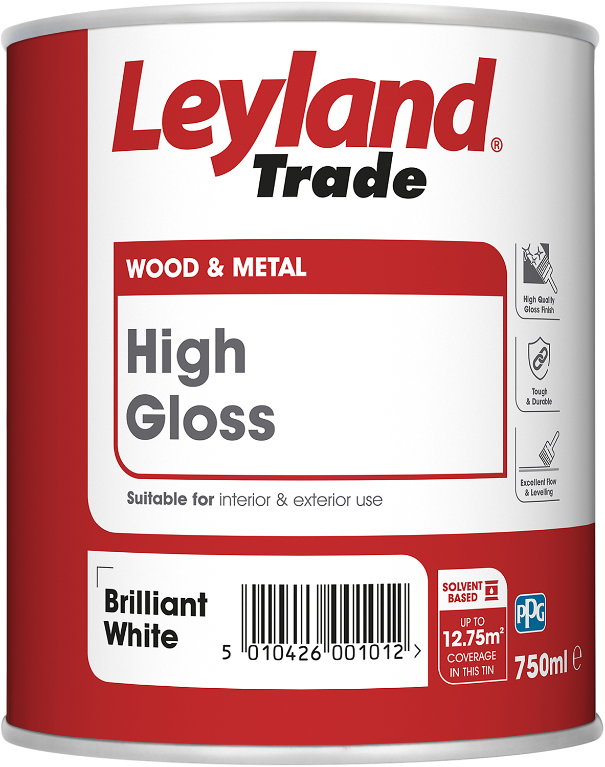Product image for Leyland Trade High Gloss Paint Brilliant White 750ml