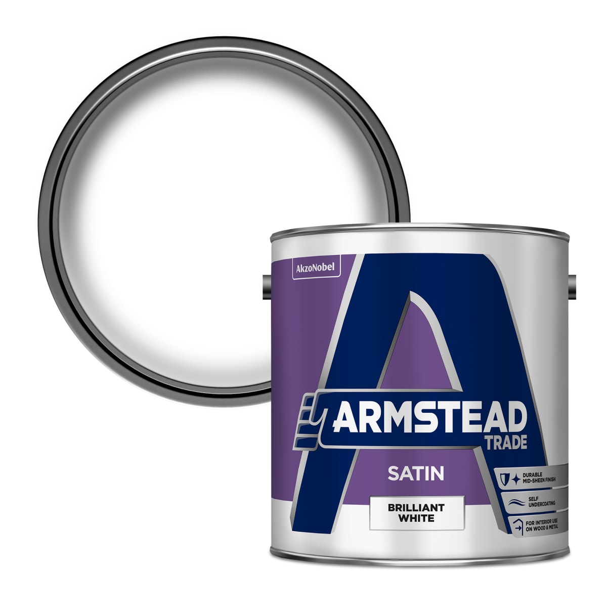 Product image for Armstead Trade Satin Paint 2.5L Brilliant White