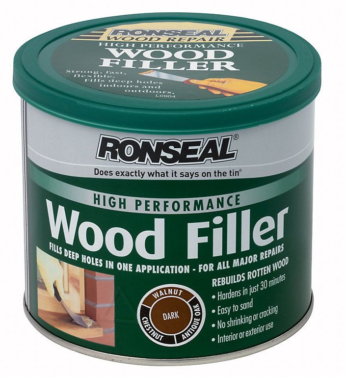 Product image for Ronseal High Performance Wood Filler Dark 550g