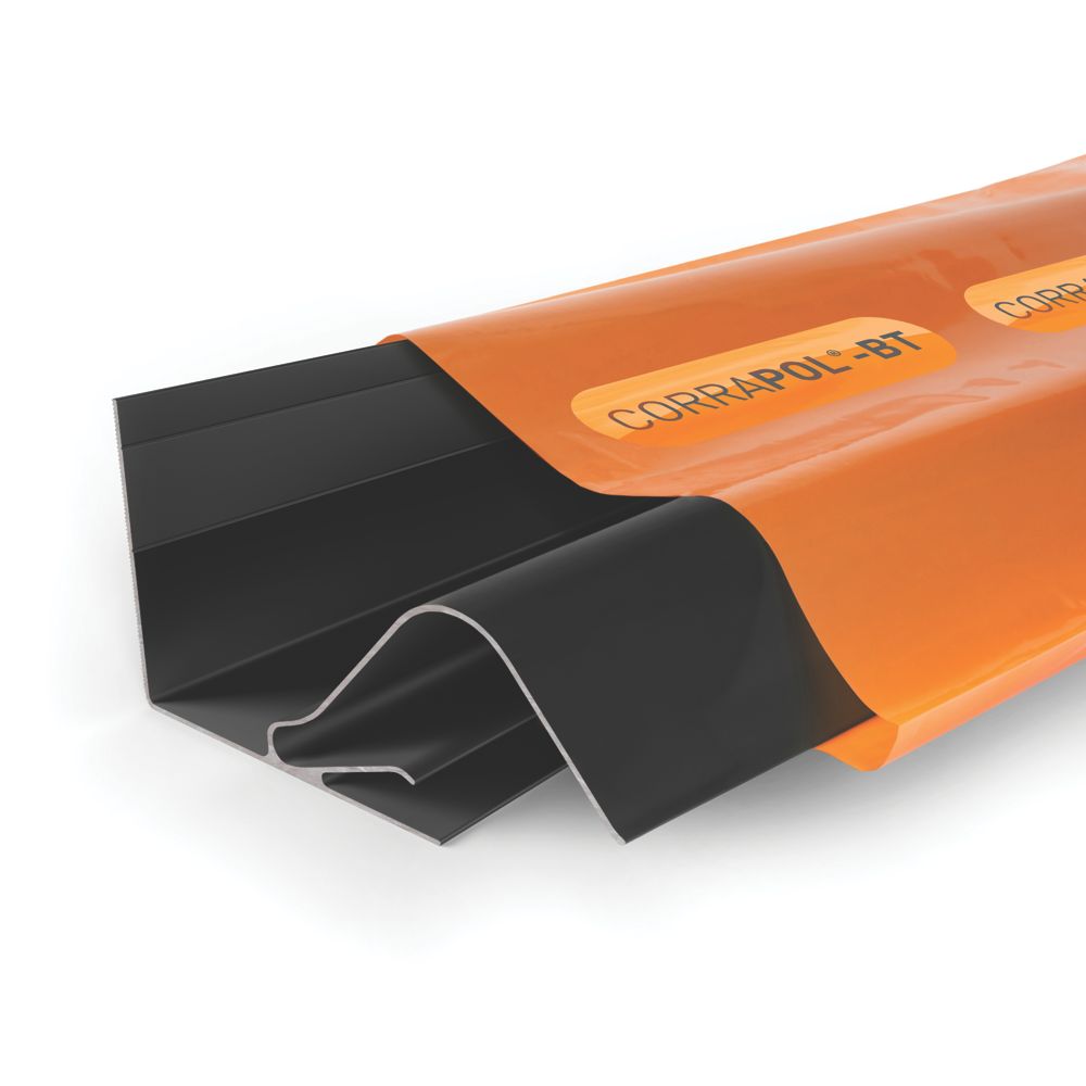 Product image for Corrapol-BT Rock n Lock Aluminium Wall Side Flashing Black 130 x 70mm x 3m
