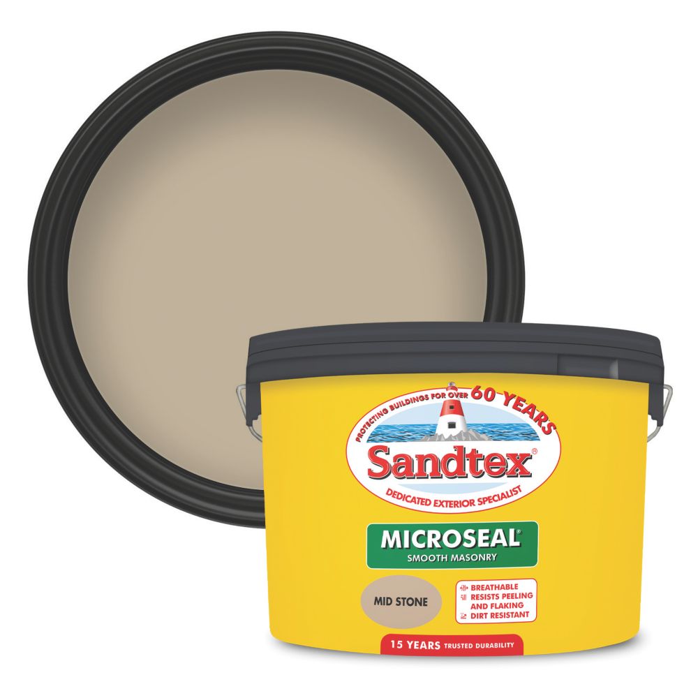 Product image for Sandtex Ultra Smooth Mid Stone Masonry Paint 10Ltr