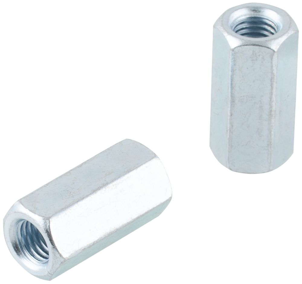 Image of Easyfix Carbon Steel Threaded Rod Connecting Nuts M12 10 Pack