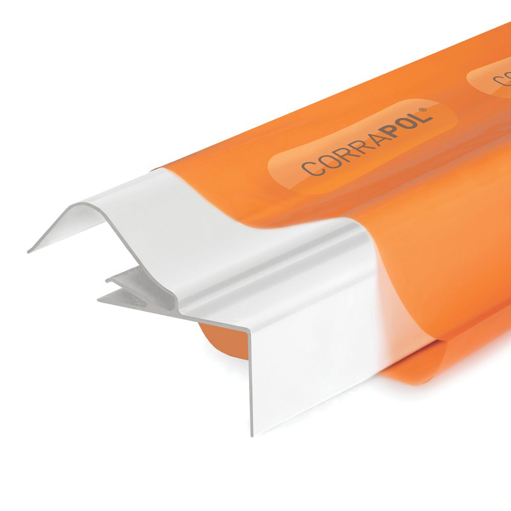 Product image for Corrapol Rock n Lock Aluminium Rigid Side Flashing White 125 x 97mm x 6m