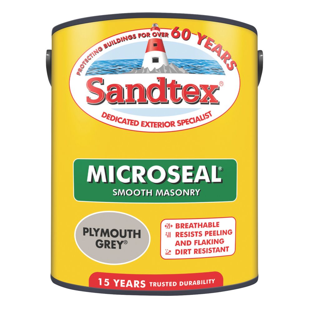 Product image for Sandtex Ultra Smooth Plymouth Grey Masonry Paint 5Ltr