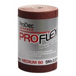 Image of Prodec Advance Proflex Sandpaper Aluminium Oxide Red 115mm X 5mtr 80G