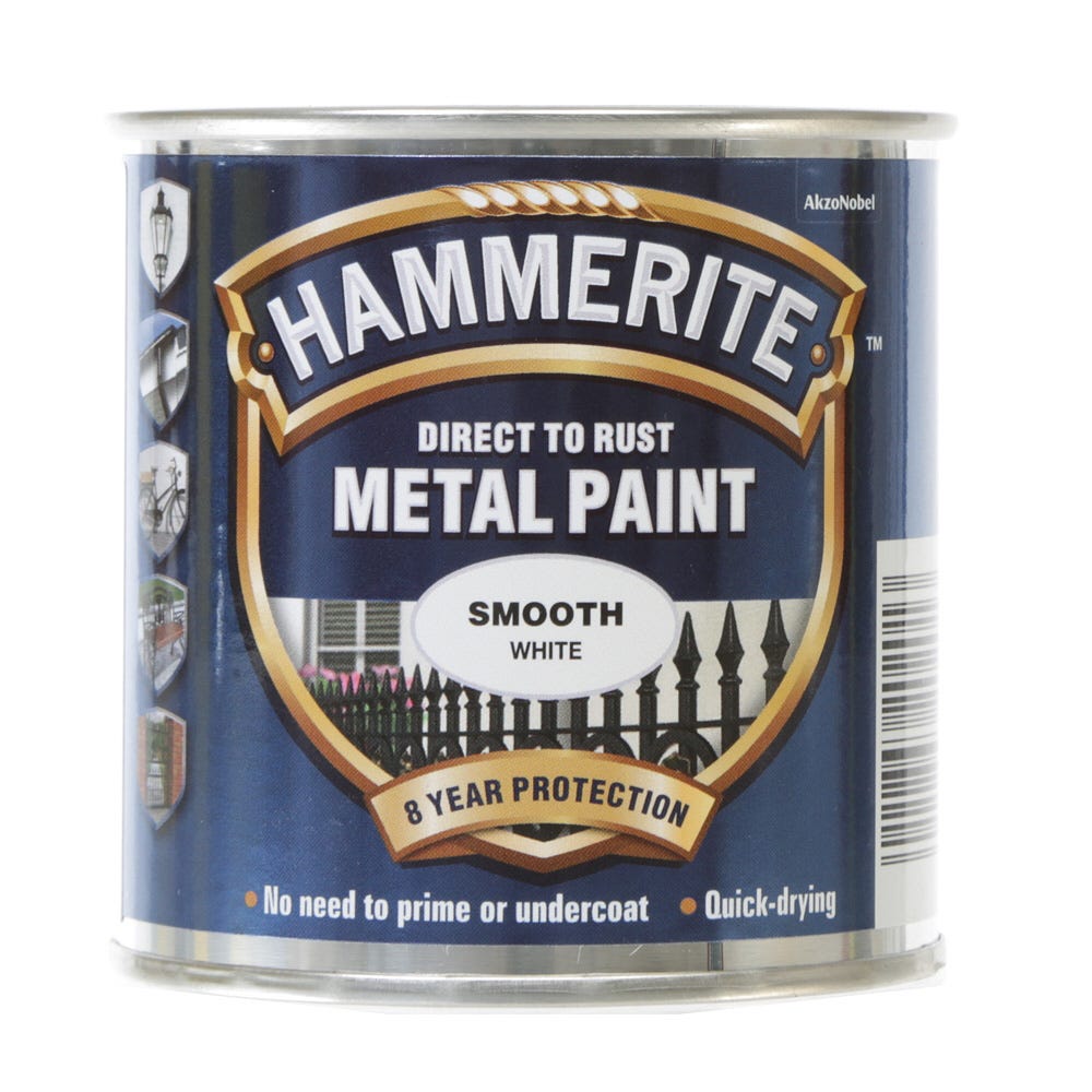 Product image for Hammerite Metal Paint Direct To Rust Smooth White 250ml