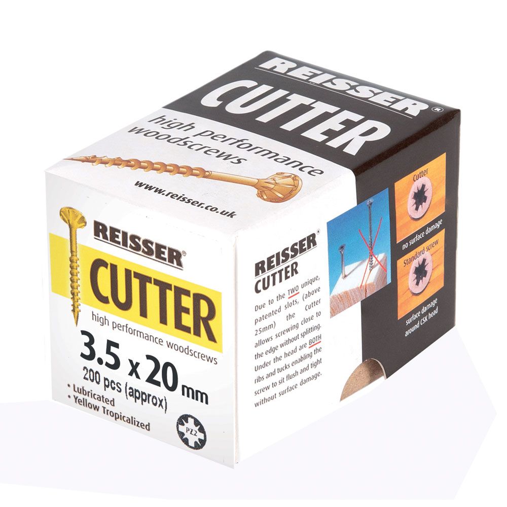 Image of Reisser Cutter Countersink Pozi Woodscrew Yellow 3.5x20mm 200pk