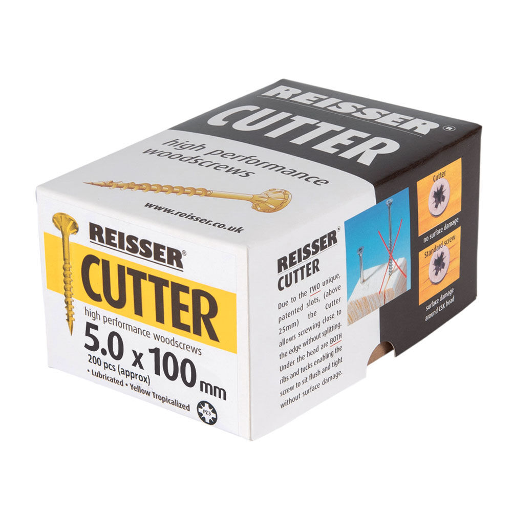 Product image for Reisser Cutter Countersink Pozi Woodscrew Yellow 5x100mm 200pk