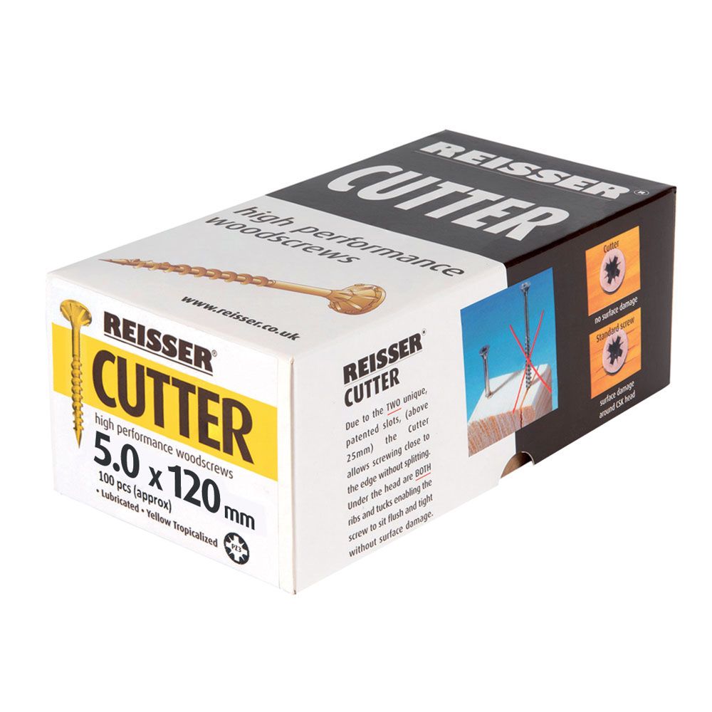 Product image for Reisser Cutter Countersink Pozi Woodscrew Yellow 5x120mm 200pk