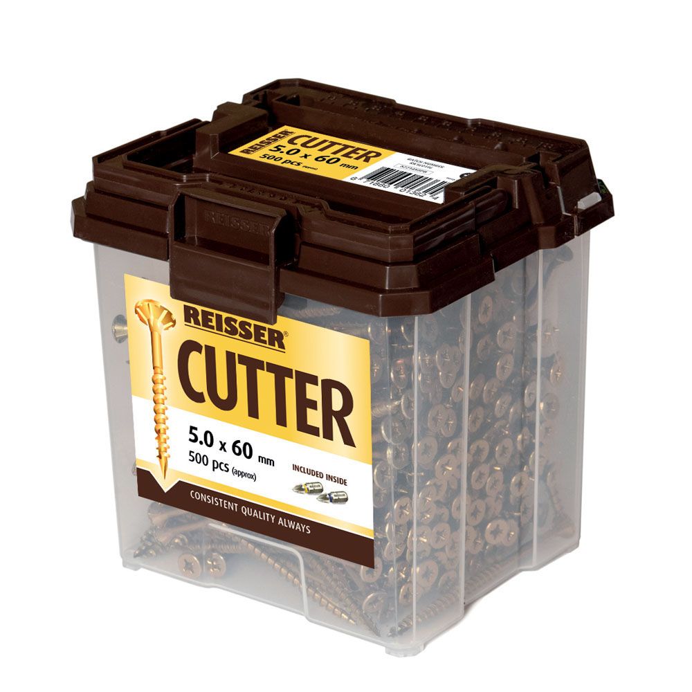 Product image for Reisser Cutter Countersink Pozi Woodscrew Yellow Tub 5x60mm 500pk