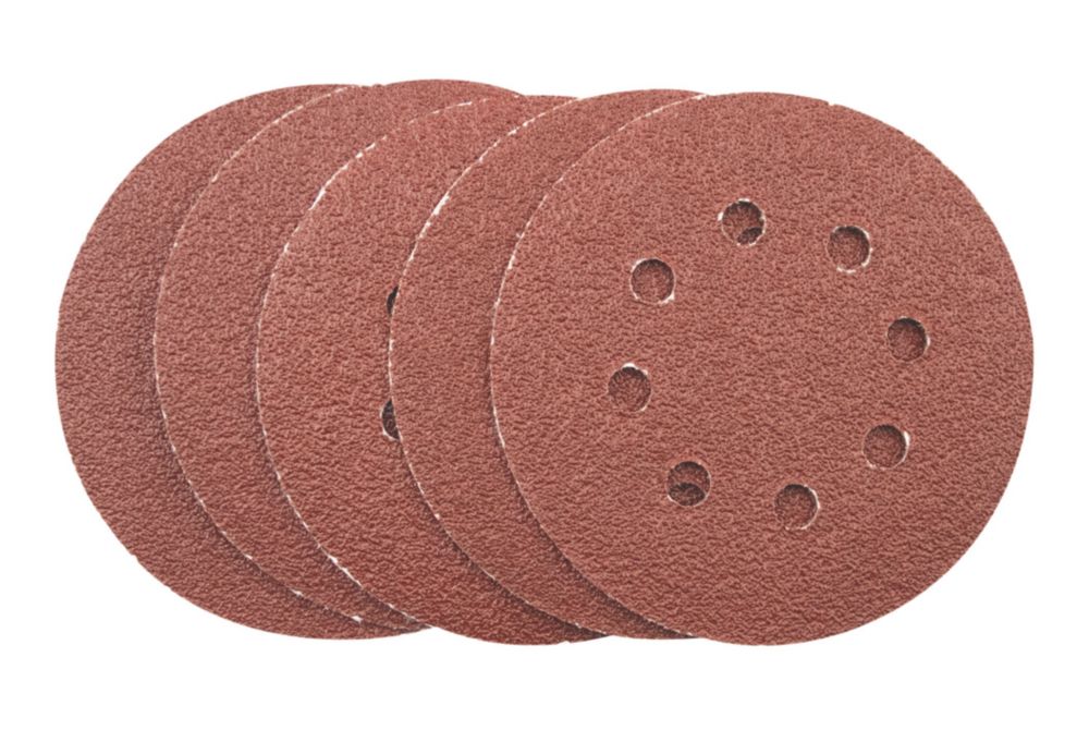 Product image for Titan 40 Grit 8-Hole Punched Multi-Material Sanding Sheets 125mm x 125mm 5 Pack