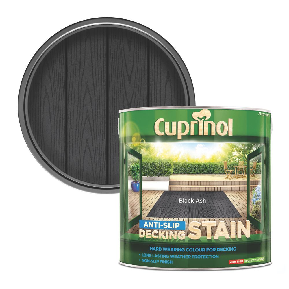 Product image for Cuprinol Anti-Slip Decking Stain Black Ash 2.5Ltr