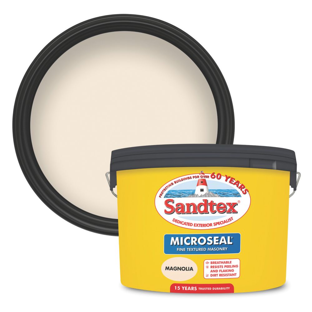 Image of Sandtex Ultra Smooth Magnolia Masonry Paint 10Ltr