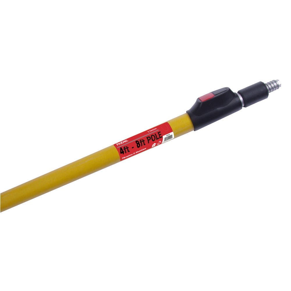 Product image for Prodec Extension Pole Button Lock Fibreglass Yellow 1200mm To 2400mm