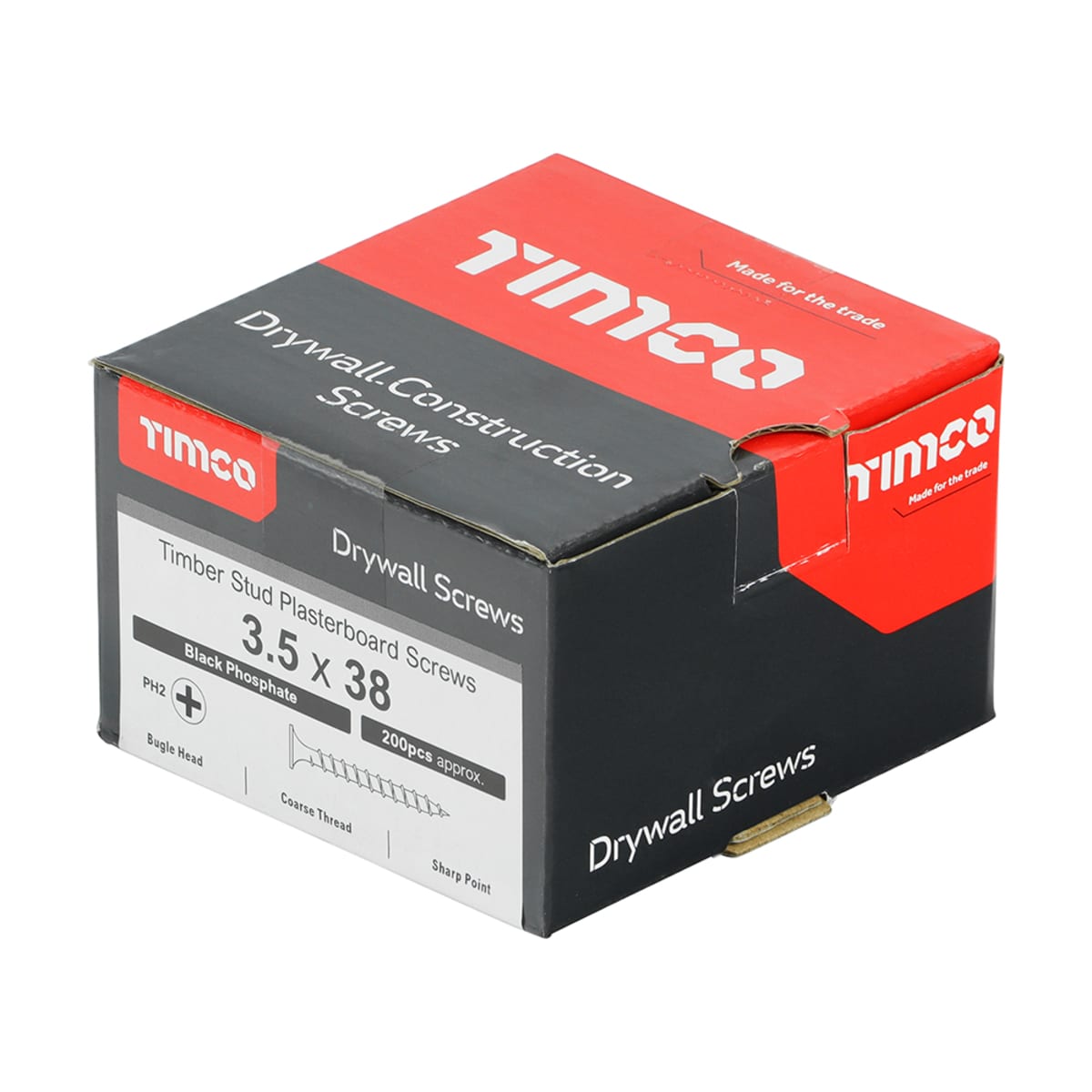 Product image for TIMCO Drywall Screws Black Phosphate Coarse Thread 3.5x38mm 1000pk
